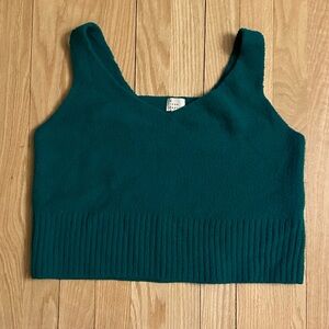 Women’s Cropped Sweater Green Tank Vest , Size M